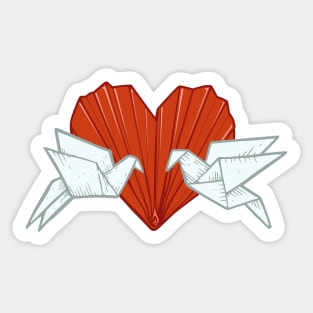 Origami bird couple in love Sticker